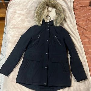 Nautica Women's Parka Jacket with Faux Fur Hooded Trim